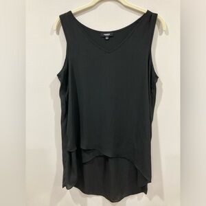 Premise Studio Women's Black Sleeveless Top Flowy Asymmetrical Medium